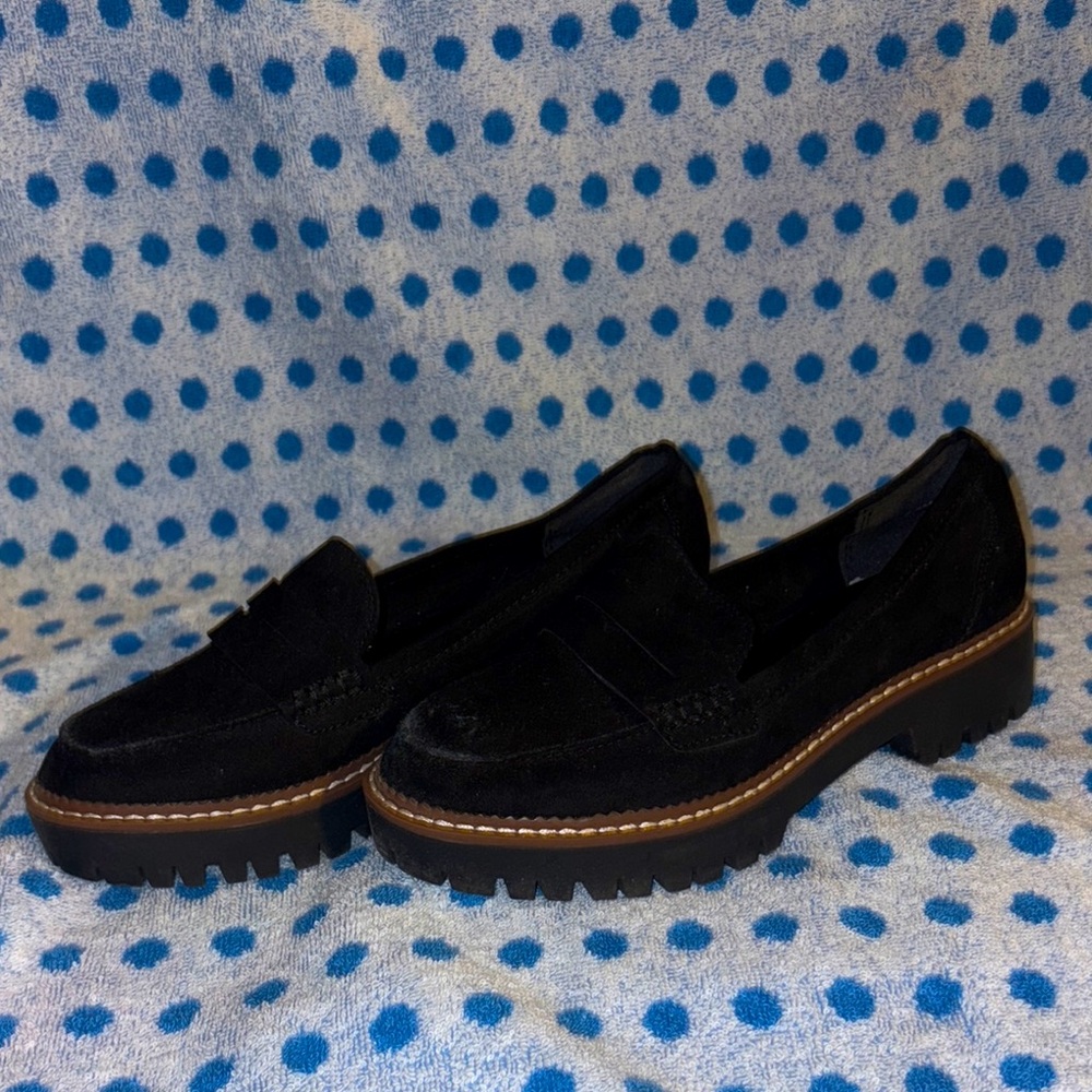 Black Suede Loafers with Chunky Sole